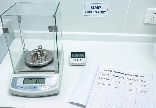 Analytical balance calibration setup